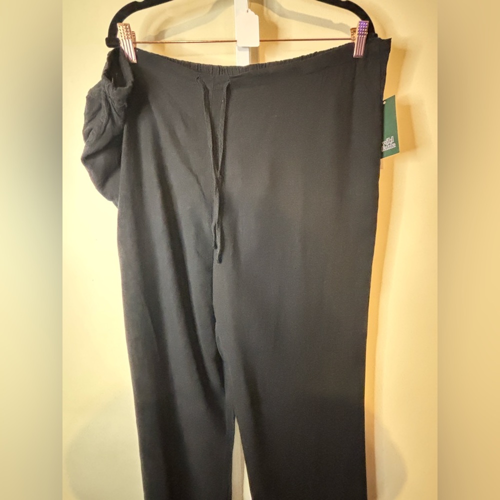 Black Drawstring Lounge Beach Pants-XL